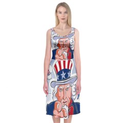 Independence Day United States Of America Midi Sleeveless Dress by BangZart