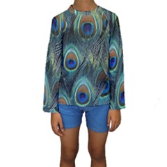 Feathers Art Peacock Sheets Patterns Kids  Long Sleeve Swimwear by BangZart