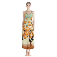 Branches Field Flora Forest Fruits Button Up Chiffon Maxi Dress by Nexatart