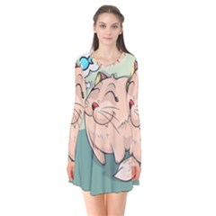 Cat Animal Fish Thinking Cute Pet Flare Dress by Nexatart