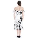 Ecological Floral Flowers Leaf Shoulder Tie Bardot Midi Dress View2