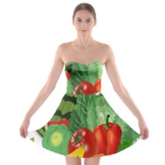 Fruits Vegetables Artichoke Banana Strapless Bra Top Dress by Nexatart