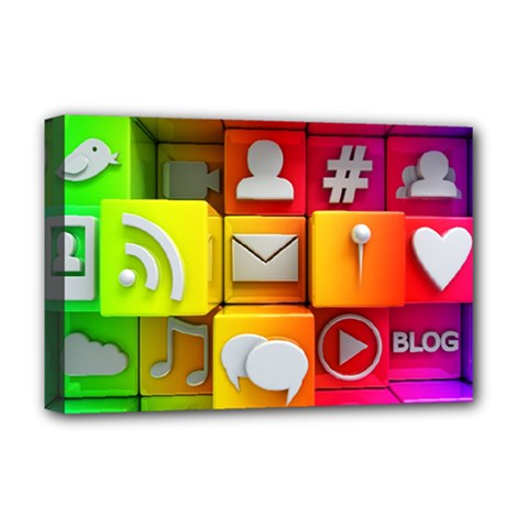 Colorful 3d Social Media Deluxe Canvas 18  X 12   by BangZart