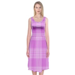 Seamless Tartan Pattern Midi Sleeveless Dress by BangZart