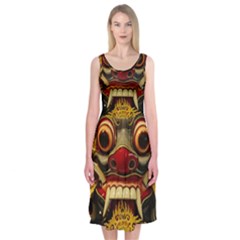 Bali Mask Midi Sleeveless Dress by BangZart