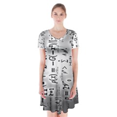 Science Formulas Short Sleeve V-neck Flare Dress by BangZart