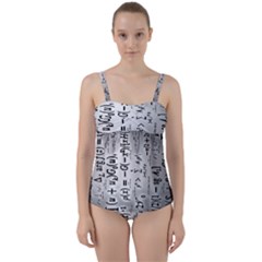 Science Formulas Twist Front Tankini Set by BangZart