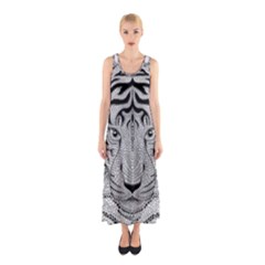 Tiger Head Sleeveless Maxi Dress by BangZart