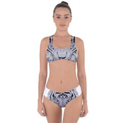 Tiger Head Criss Cross Bikini Set by BangZart