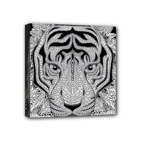 Tiger Head Mini Canvas 4  X 4  by BangZart