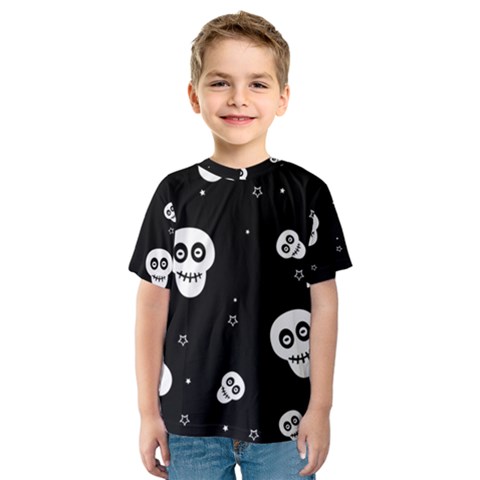 Skull Pattern Kids  Sport Mesh Tee by BangZart