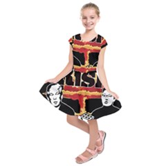 Nuclear Explosion Trump And Kim Jong Kids  Short Sleeve Dress by Valentinaart