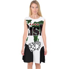 Nuclear Explosion Trump And Kim Jong Capsleeve Midi Dress by Valentinaart