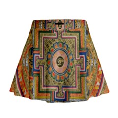 Asian Art Mandala Colorful Tibet Pattern Mini Flare Skirt by paulaoliveiradesign