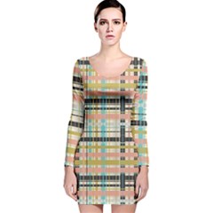 Plaid Pattern Long Sleeve Velvet Bodycon Dress by linceazul