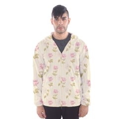 Floral Paper Illustration Girly Pink Pattern Hooded Wind Breaker (men) by paulaoliveiradesign