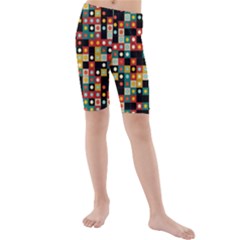 Colors On Black Kids  Mid Length Swim Shorts by linceazul