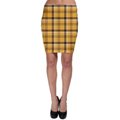 Yellow Fabric Plaided Texture Pattern Bodycon Skirt by paulaoliveiradesign