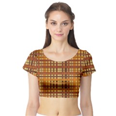 Plaid Pattern Short Sleeve Crop Top (tight Fit) by linceazul