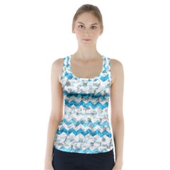 Baby Blue Chevron Grunge Racer Back Sports Top by designworld65