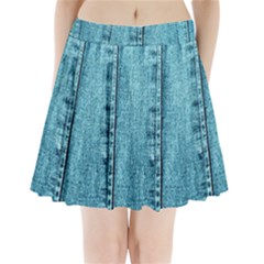 Denim Jeans Fabric Texture Pleated Mini Skirt by paulaoliveiradesign