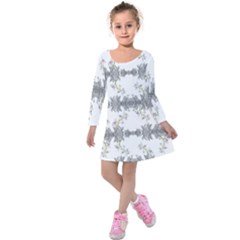 Floral Collage Pattern Kids  Long Sleeve Velvet Dress by dflcprintsclothing