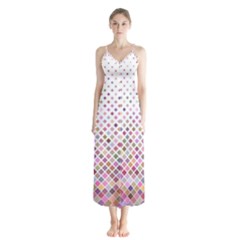 Pattern Square Background Diagonal Button Up Chiffon Maxi Dress by Nexatart