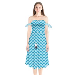 Chevron Shark Pattern Shoulder Tie Bardot Midi Dress by emilyzragz