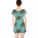 Chocolate Background Floral Pattern Short Sleeve Bodycon Dress View2