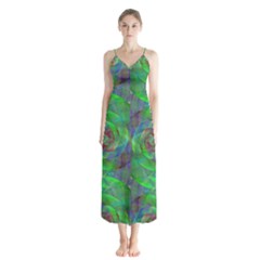 Fractal Spiral Swirl Pattern Button Up Chiffon Maxi Dress by Nexatart