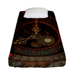 Steampunk, Awesome Clocks Fitted Sheet (single Size) by FantasyWorld7