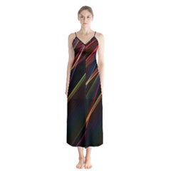 Rainbow Ribbons Button Up Chiffon Maxi Dress by Nexatart