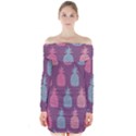 Pineapple Pattern Long Sleeve Off Shoulder Dress View1