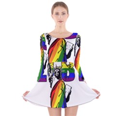 Lgbt New York Long Sleeve Velvet Skater Dress by Valentinaart