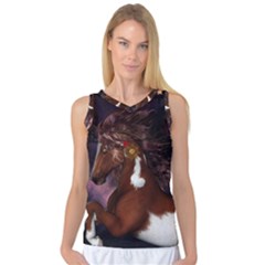 Steampunk Wonderful Wild Horse With Clocks And Gears Women s Basketball Tank Top by FantasyWorld7