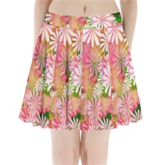 Pink Flowers Floral Pattern Pleated Mini Skirt by paulaoliveiradesign