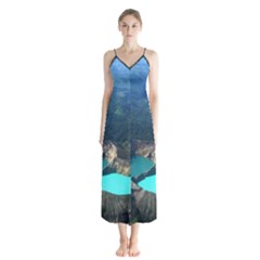 Kelimutu Crater Lakes  Indonesia Button Up Chiffon Maxi Dress by Nexatart