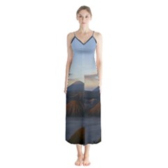 Sunrise Mount Bromo Tengger Semeru National Park  Indonesia Button Up Chiffon Maxi Dress by Nexatart