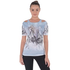 Awesome Running Horses In The Snow Short Sleeve Top by FantasyWorld7