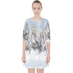 Awesome Running Horses In The Snow Pocket Dress by FantasyWorld7