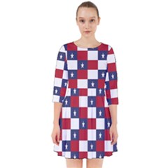 American Flag Star White Red Blue Smock Dress by Mariart