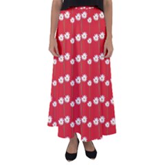 Sunflower Red Star Beauty Flower Floral Flared Maxi Skirt by Mariart