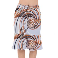 Splines Line Circle Brown Mermaid Skirt by Mariart