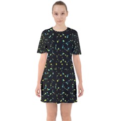 Splatter Abstract Dark Pattern Sixties Short Sleeve Mini Dress by dflcprints