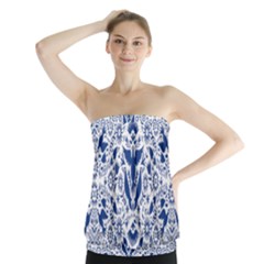 Birds Fish Flowers Floral Star Blue White Sexy Animals Beauty Strapless Top by Mariart