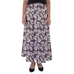 Dried Leaves Grey White Camuflage Summer Flared Maxi Skirt by Mariart