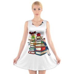 Back To School V-neck Sleeveless Skater Dress by Valentinaart