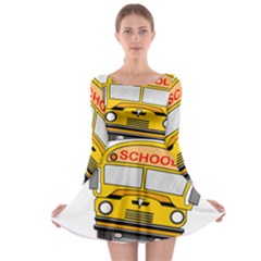 Back To School - School Bus Long Sleeve Skater Dress by Valentinaart