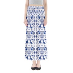 Rabbits Deer Birds Fish Flowers Floral Star Blue White Sexy Animals Full Length Maxi Skirt by Mariart