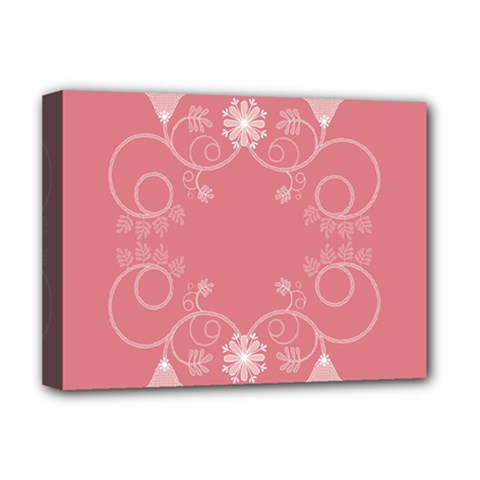 Flower Floral Leaf Pink Star Sunflower Deluxe Canvas 16  X 12   by Mariart